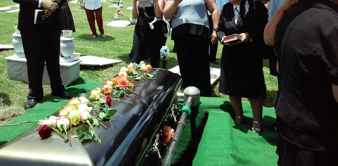 Photo casket, flowers